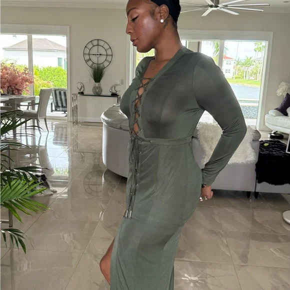 JLUXLABEL Olive Long Sleeve Dress - Picture 5 of 8
